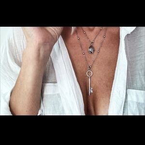 Layered Silver-Tone Beaded Station Necklace - Women Jewelry